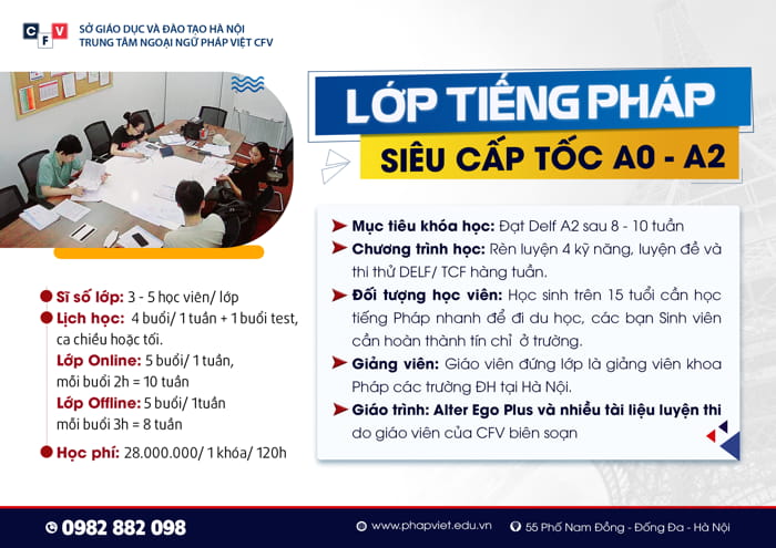 Học tiếng Pháp cấp tốc tại Hà Nội