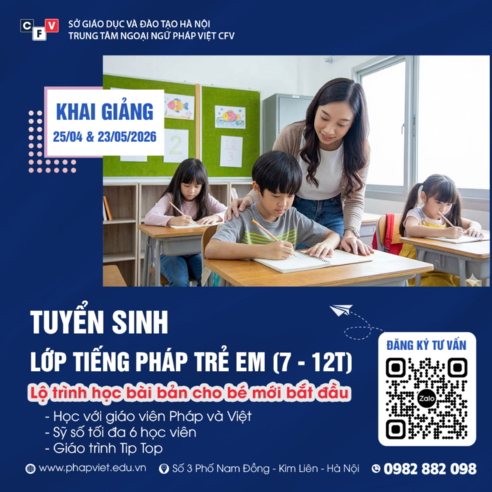 Lớp tiếng pháp 7-12 tuổi