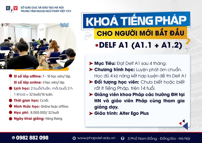LỚP TIẾNG PHÁP ONLINE DELF A1