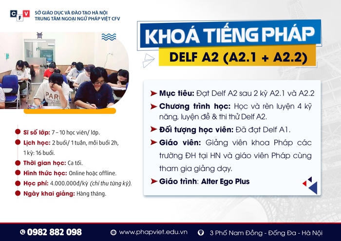 LỚP TIẾNG PHÁP ONLINE DELF A2